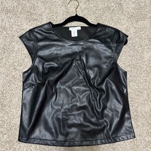 Sincerely Jules Black Faux Leather Boxy Blouse